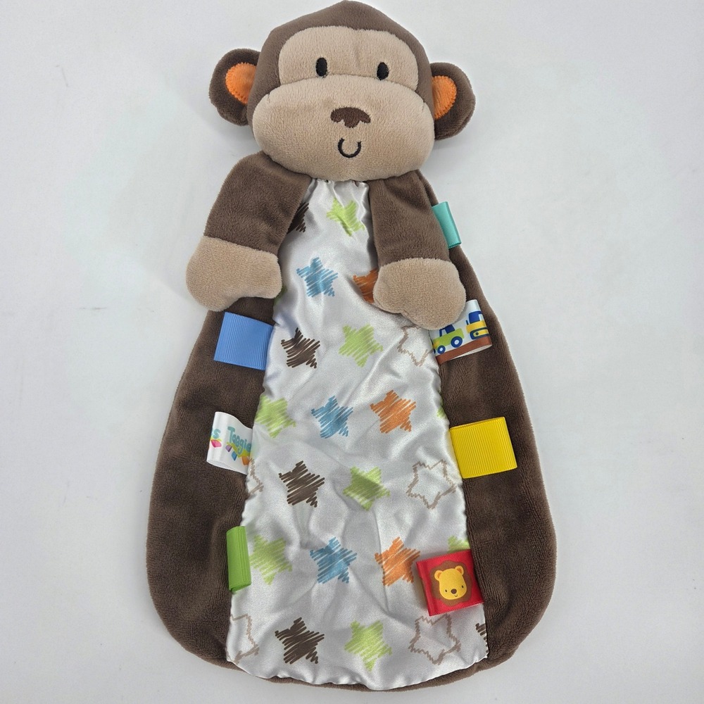 Taggies Monkey Lovey Security Blanket Soft Plush Stuffed Animal Baby Toy